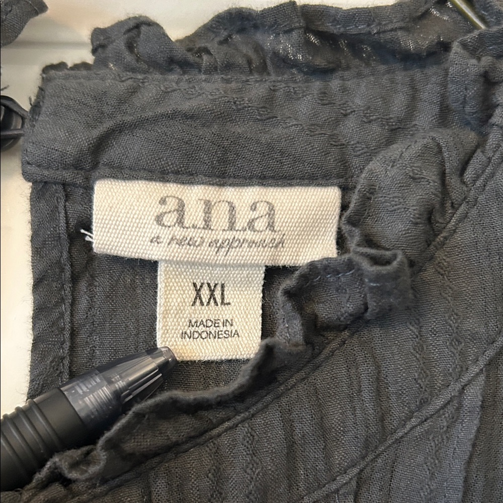 a.n.a Elegant Charcoal Long Sleeve Blouse - Picture 2 of 9
